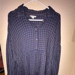 American Eagle Outfitters Blue Checkered Button-Down Shirt